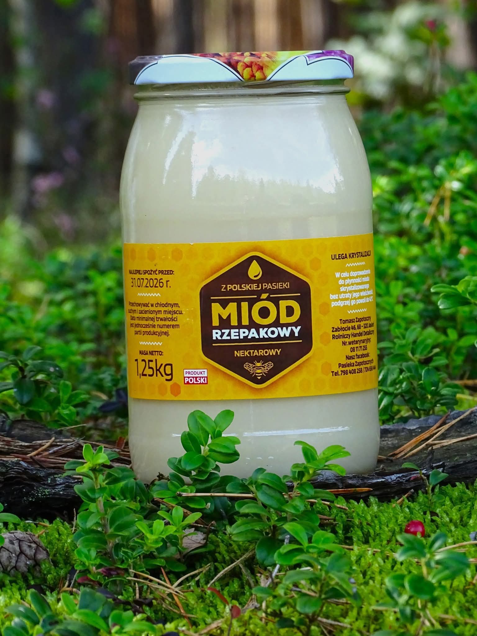 Miód rzepakowy 1,25 kg – naturalny miód z pasieki